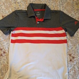 Adidas Boy's Striped Golf Polo Shirt